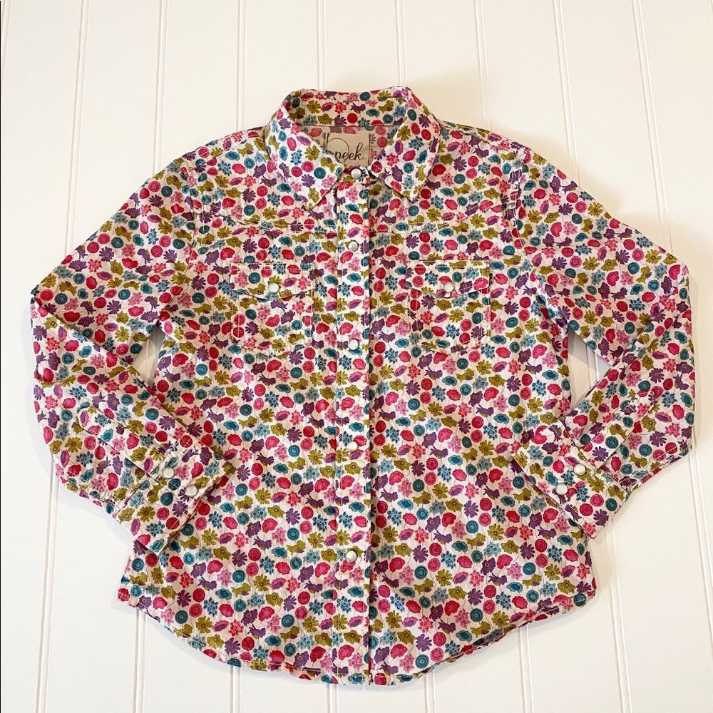 Girls Peek Western Snap Top Size M (6/7)